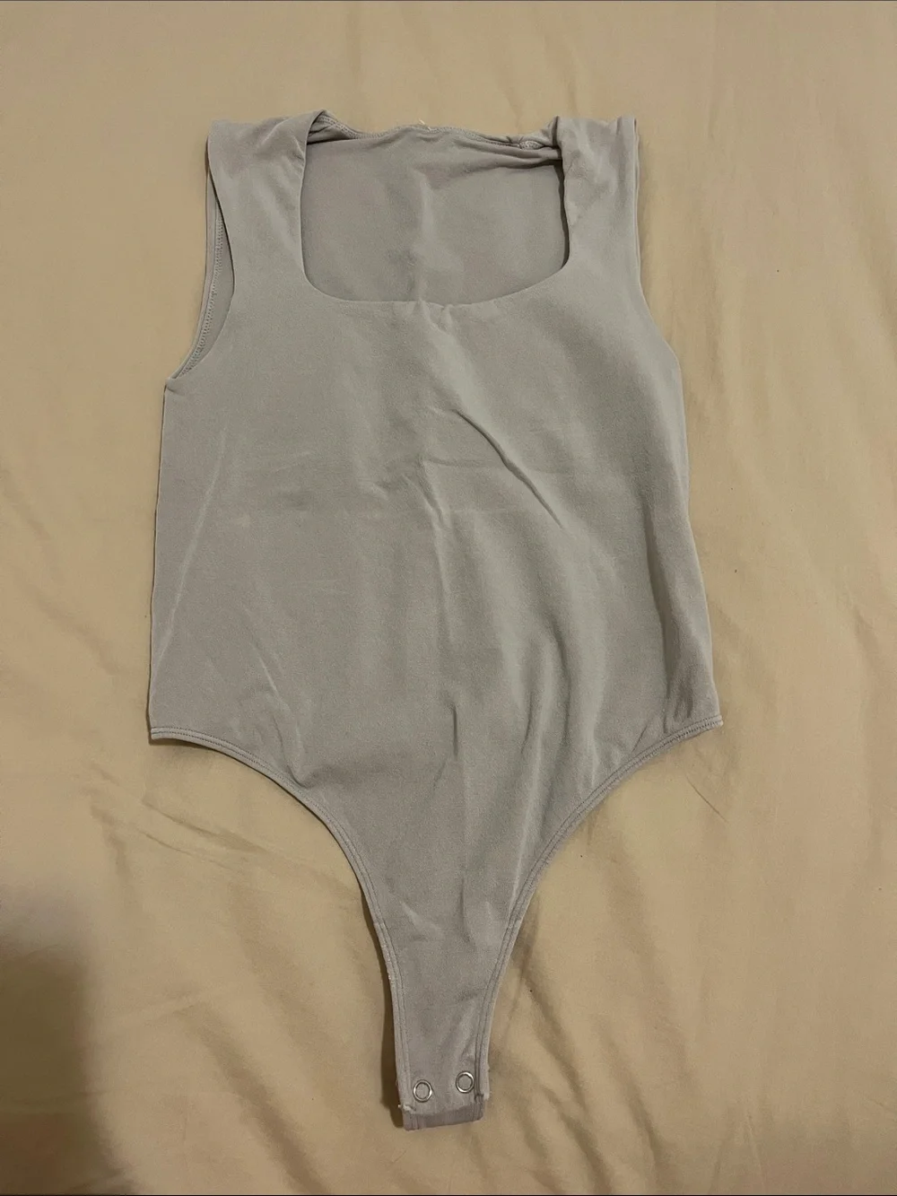 Free People Light Gray Square Neck Bodysuit